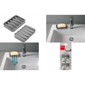 Metaltex Gravity-Soap zeepschaal, grijs, PEVA/EVA, omkeerbaar, 1 stuk 297019000