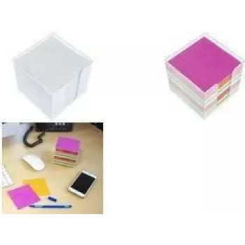 KANGARO K-6301 transparante notitiebox, voorgevuld met 700 vel in verschillende kleuren, kunststof met greepuitsparing