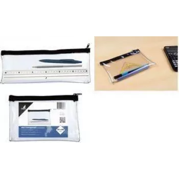 KANGARO K-56201 transparante etui, 330 x 125 mm, rits, PVC