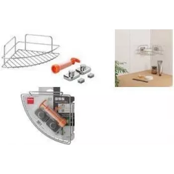 Metaltex Reflex LUXY & VacuumFix hoekrek, zilver, 1 etage, boorvrije montage 403330000