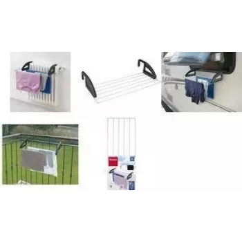 Metaltex Click radiator- & balkon-wasrek, zilver/zwart, 3 m drooglengte, opvouwbaar, epoxygecoat staal, 5 stangen 405810039