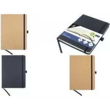 KANGARO K-552241 notitieboek, 96 vel, DIN A5, gelinieerd, zwarte PU-hardcover, 80 g/m², chamois papier, 1 stuk