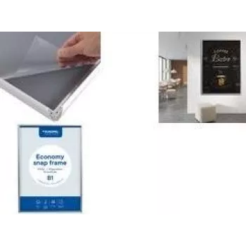 EUROPEL Economy A3 zilver geanodiseerd aluminium klapframe, 25 mm afgerond profiel, antireflecterend PVC, wandmontage 355093