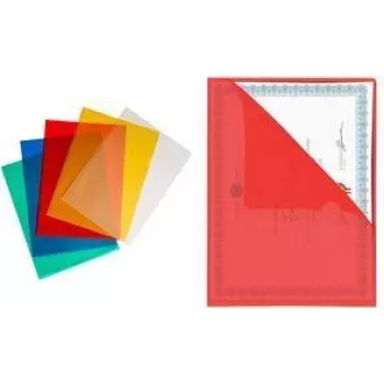 PAVO DIN A4 documenten-display-hoes, polypropyleen, 0,12 mm, gegraveerd, boven en rechts open, duimuitsparing, gekleurd, 1 stuk 8020645