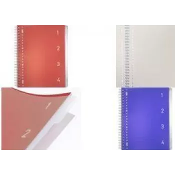 KANGARO collegeblok 4-in-1, DIN A4, 100 vel, gelinieerd, blauwe PP-kaft, met 4 verschuifbare tabbladen K-58381