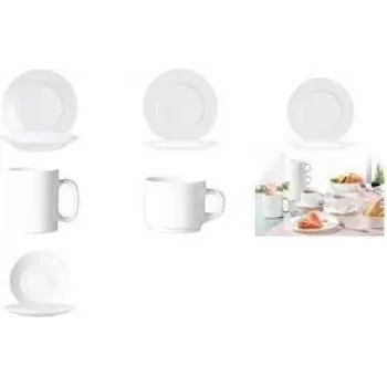 Esmeyer Arcoroc EVERYDAY soepborden, 225 mm, wit hardglas, 6-delige set (384-3101)