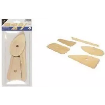 Kangaro houten spatel set voor klei, 5-delig voor vormen, schrapen en gladstrijken van klei of porselein (K-840101)