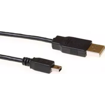 ACT SB2413 USB 2.0-kabel 3 m USB-A stekker naar Mini-USB B stekker zwart