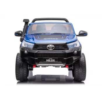 LEAN CARS Toyota Hilux DK-HL850 elektrische speelauto voor kinderen, blauw gelakt, 4x4, 2-zitter, afstandsbediening, LED-lichten, MP3, Bluetooth