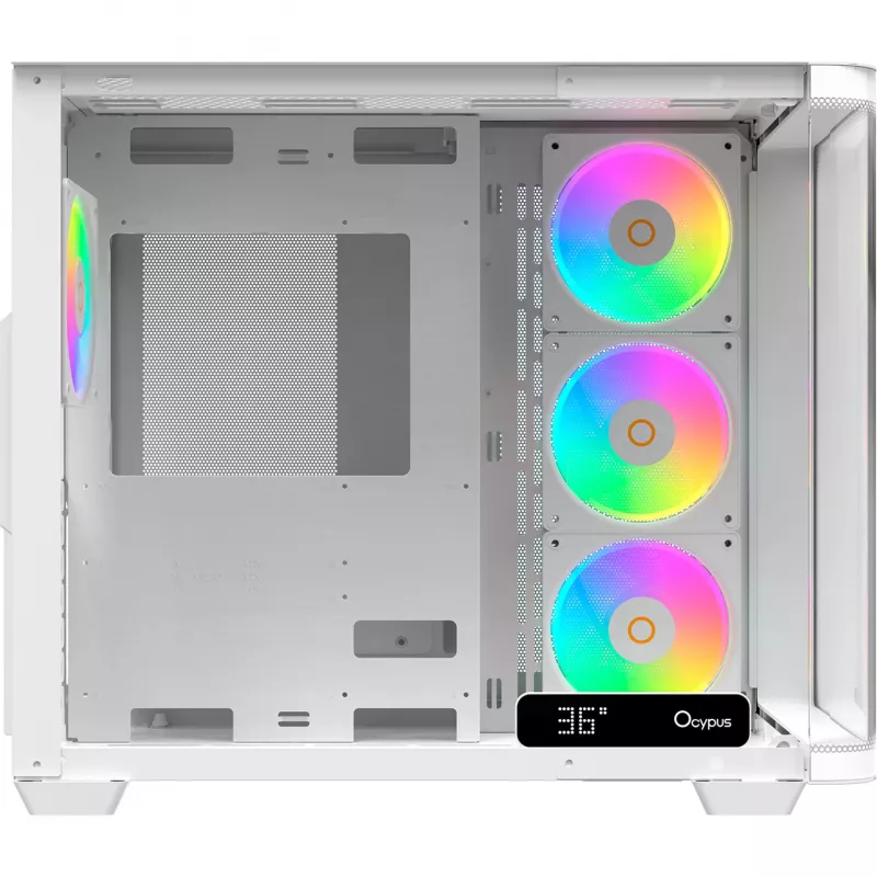 Ocypus Iota C70 Curve ARGB digitale witte 270° panorama-glas mid-tower PC-behuizing