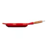 LE CREUSET gietijzeren koekenpan met houten handgreep 28 cm rood