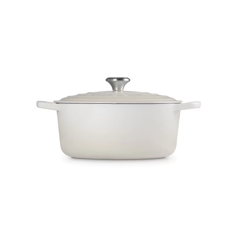 LE CREUSET ronde braadpan van geëmailleerd gietijzer 34cm 12L crème