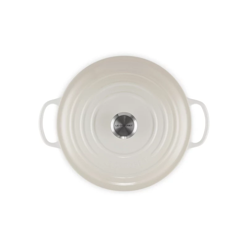 LE CREUSET ronde braadpan van geëmailleerd gietijzer 34cm 12L crème