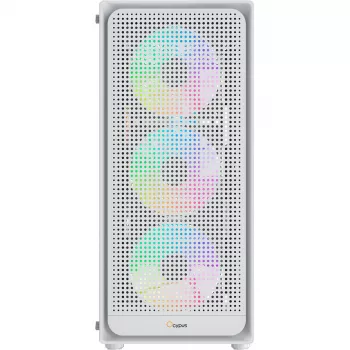 Ocypus Gamma C50 ARGB witte mid-tower pc-behuizing, gehard glas, 3x ARGB-ventilatoren