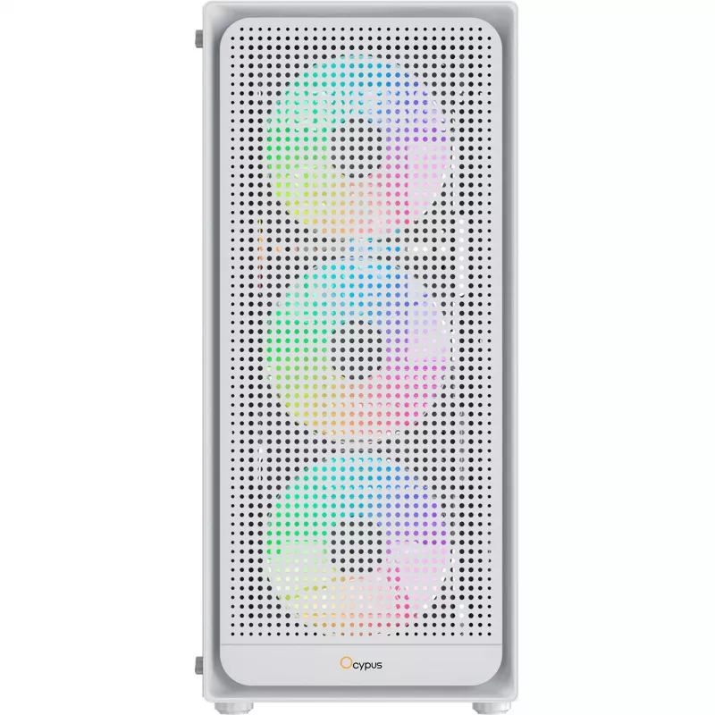 Ocypus Gamma C50 ARGB witte mid-tower pc-behuizing, gehard glas, 3x ARGB-ventilatoren
