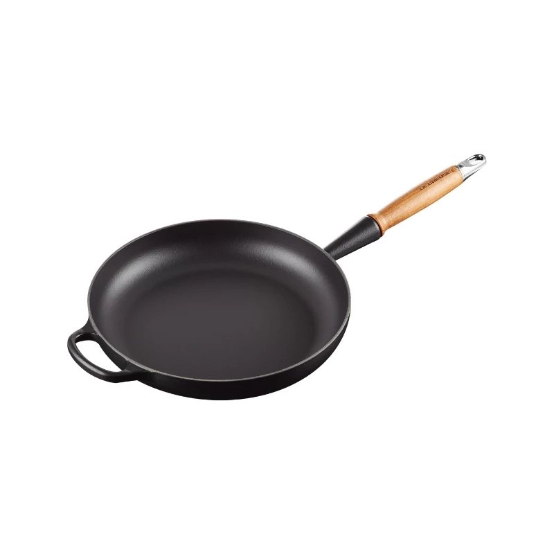 LE CREUSET gietijzeren koekenpan met houten handgreep Ø28cm matzwart