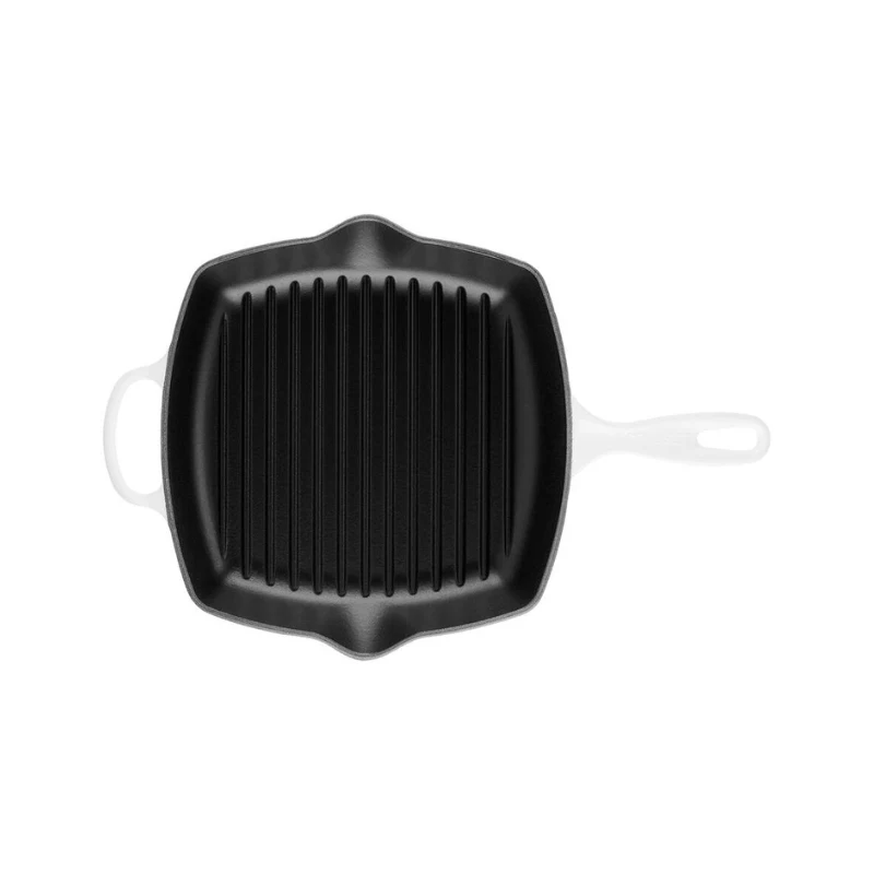 Le Creuset gietijzeren vierkante grillpan 26x26cm wit