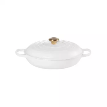 LE CREUSET platte gietijzeren braadpan 30cm 3,5L wit