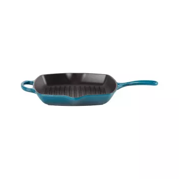 Le Creuset gietijzeren vierkante grillpan 26x26cm blauw