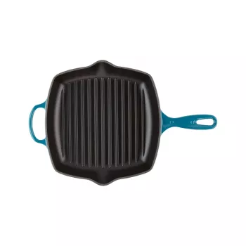 Le Creuset gietijzeren vierkante grillpan 26x26cm blauw