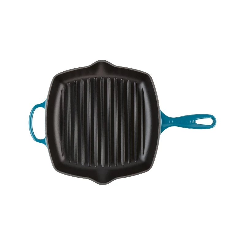 Le Creuset gietijzeren vierkante grillpan 26x26cm blauw