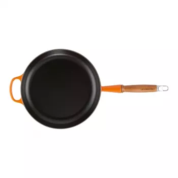 Le Creuset gietijzeren braadpan met houten handgreep 28 cm Volcanic oranje