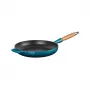 LE CREUSET gietijzeren pan met houten handgreep Ø28cm blauw