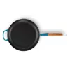LE CREUSET gietijzeren pan met houten handgreep Ø28cm blauw