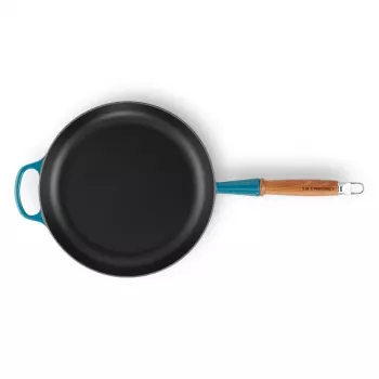 LE CREUSET gietijzeren pan met houten handgreep Ø28cm blauw