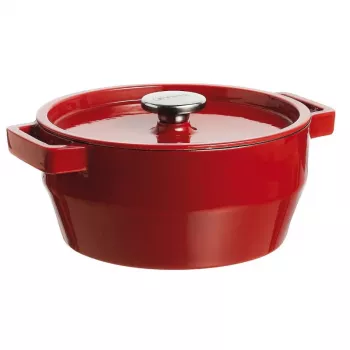 Pyrex gietijzeren ronde ovenschaal 2,2L Ø20cm rood