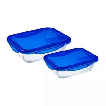 PYREX Cook&Go glazen bewaardoos met deksel 2-delige set