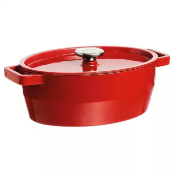 Pyrex gietijzeren braadpan ovaal 5,8L rood 33x25cm