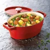 Pyrex gietijzeren braadpan ovaal 5,8L rood 33x25cm