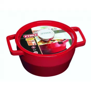 Pyrex gietijzeren pan 3,6L rond Ø24cm rood
