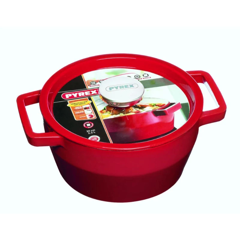 Pyrex gietijzeren pan 3,6L rond Ø24cm rood