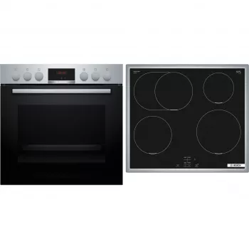 Bosch HND415LS62 inbouwoven en keramische kookplaat-set, 71L, 7 functies, RVS
