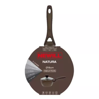 NEWILL Natura sauspan met glazen deksel 18 cm inductie bruin