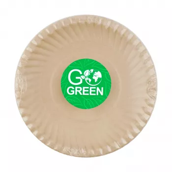 GOGREEN composteerbare borden van suikerriet met Go Green-patroon Ø23cm 10 stuks