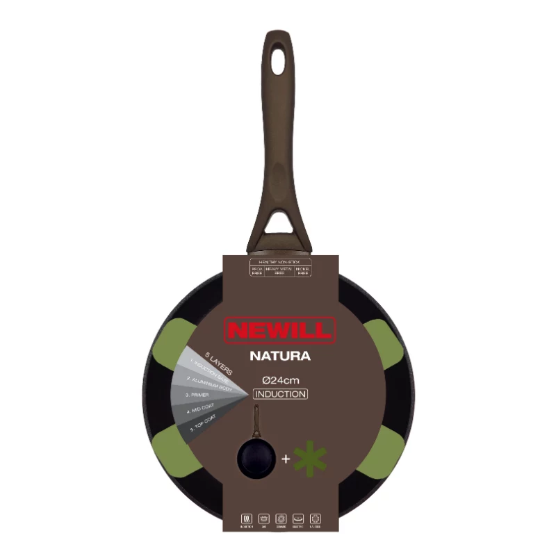 NEWILL Natura 24 cm inductie-braadpan met beschermrand, bruin