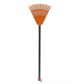HORTUS kleine handhark met steel, oranje, 20 cm kop, 14 tanden