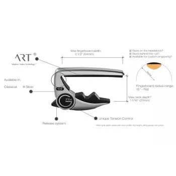 G7th Performance 3 Steel String Classical Silver Capo