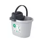 ECO EGO ovale emmer met platte drukknop-wringer, 10 L, grijs/groen, polypropyleen