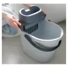 ECO EGO ovale emmer met platte drukknop-wringer, 10 L, grijs/groen, polypropyleen