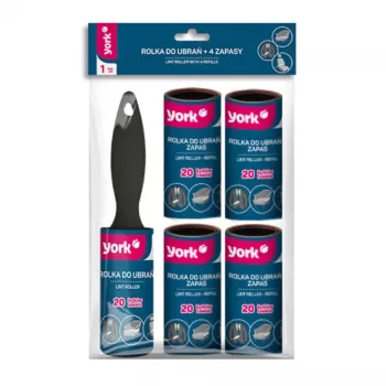 YORK pluisroller met 4 reserve rollen – pluisroller-set, 5 rollen totaal, 53 vellen per rol, 10 cm breed