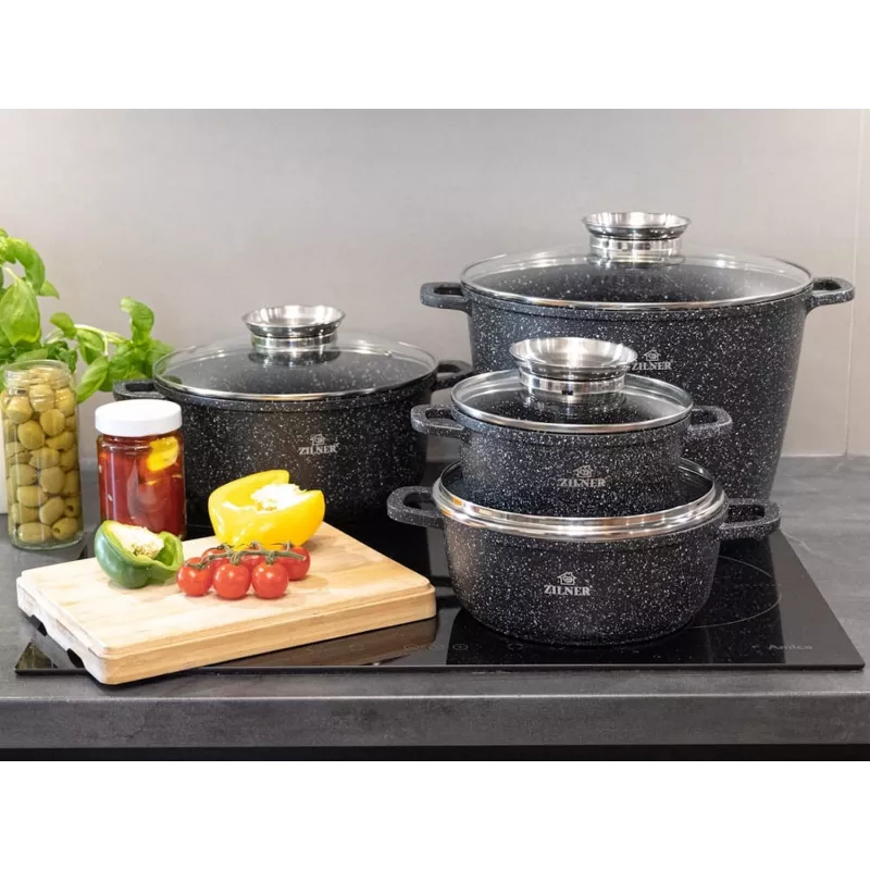 Zilner Marble 17-delige kookgerei-set zwart ZL-8636