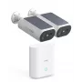 AOSU Smart Security SolarCam P1 SE systeem 2-cam kit, 2K QHD, draadloos, op zonne-energie, kleurennachtzicht, tweeweg-audio, IP65, 2 camera's
