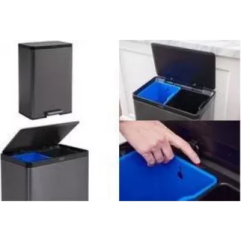 Rubbermaid Elite Dual Stream 39L RVS recyclingbak met voetpedaal, 2 vakken 2145987