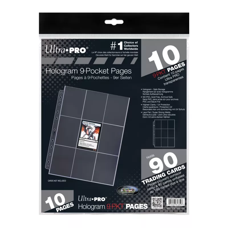 Ultra Pro 9-Pocket Trading Card pagina's met hologramzegel, 10-pack