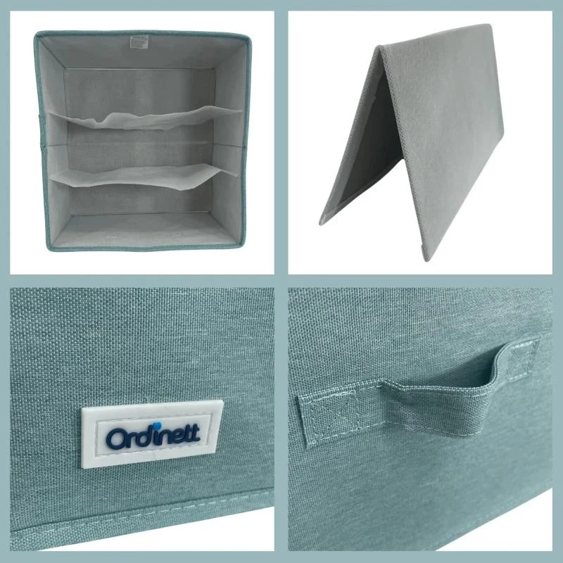 ORDINETT box Cube 29x29x18,5 cm opbergbox met deksel in mintgroen