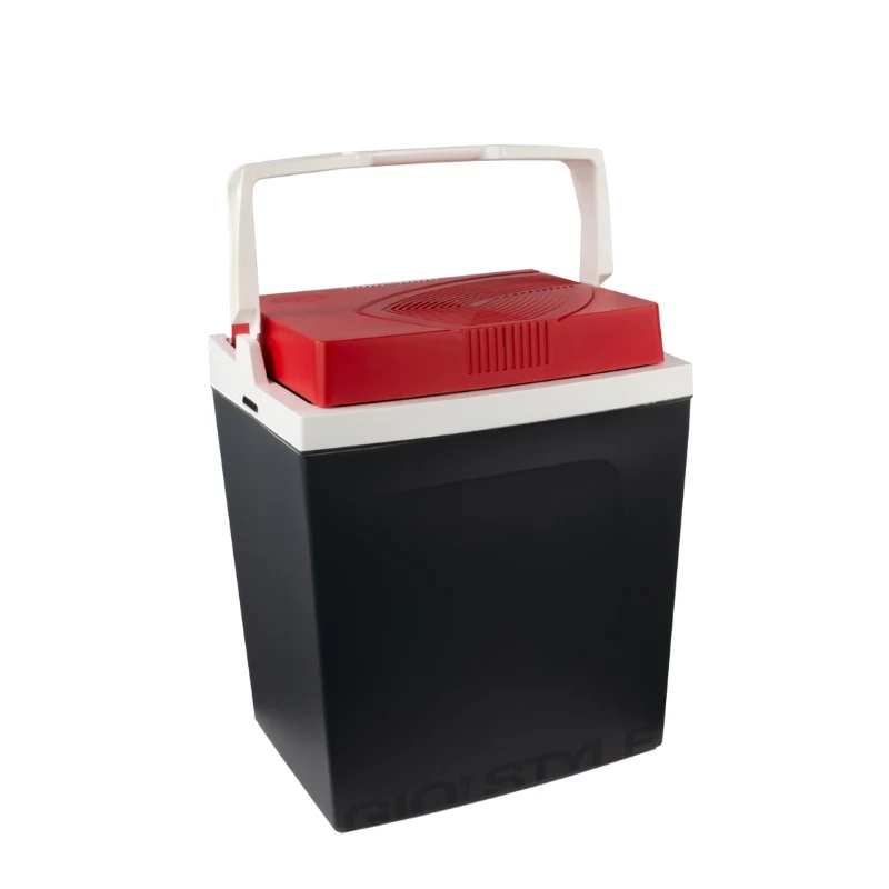 GIOSTYLE Brio 26 elektrische koelbox 12/230V 26L donkergrijs met rood/blauwe accenten